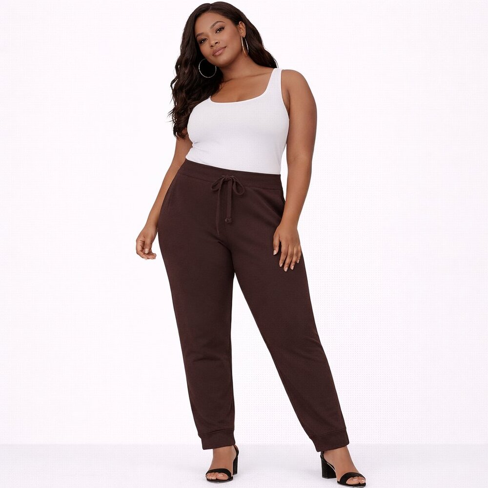 Pastel women's jogger high rise hyper stretch brown Size: 14
